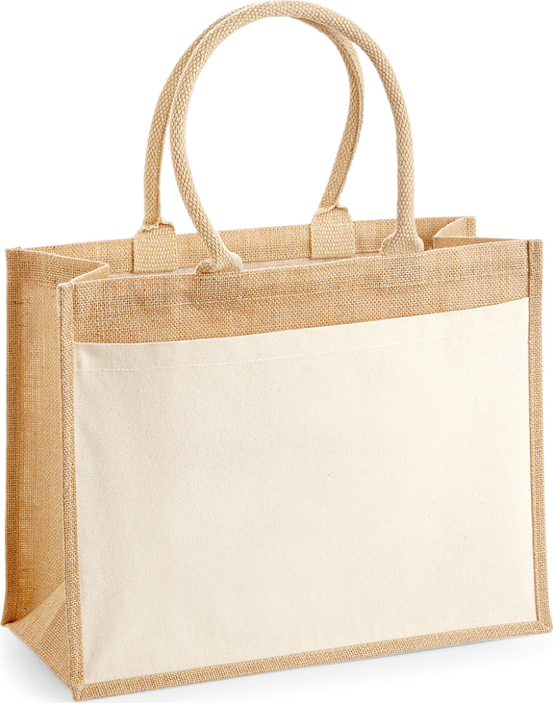 Jute Bag with CanvasW- Mill W427 [natural] (Front) (2)
